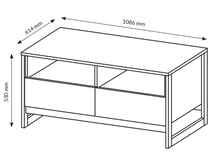 Stolik kawowy z szufladami Denis Dąb Sand Grande, Matera