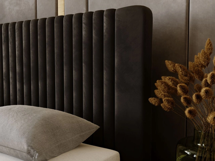 Łóżko tapicerowane z pojemnikiem i stelażem 140x200 Malmo Brązowy