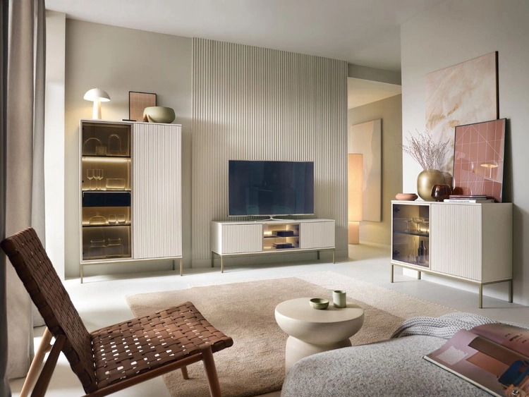 Komoda z drzwiami i oświetleniem LED Deo Kaszmirowa