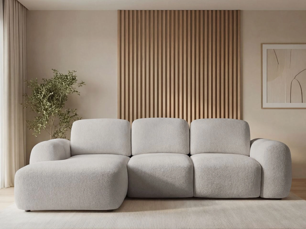 Narożnik L z funkcją spania i pojemnikiem Avelin Lewy Szary