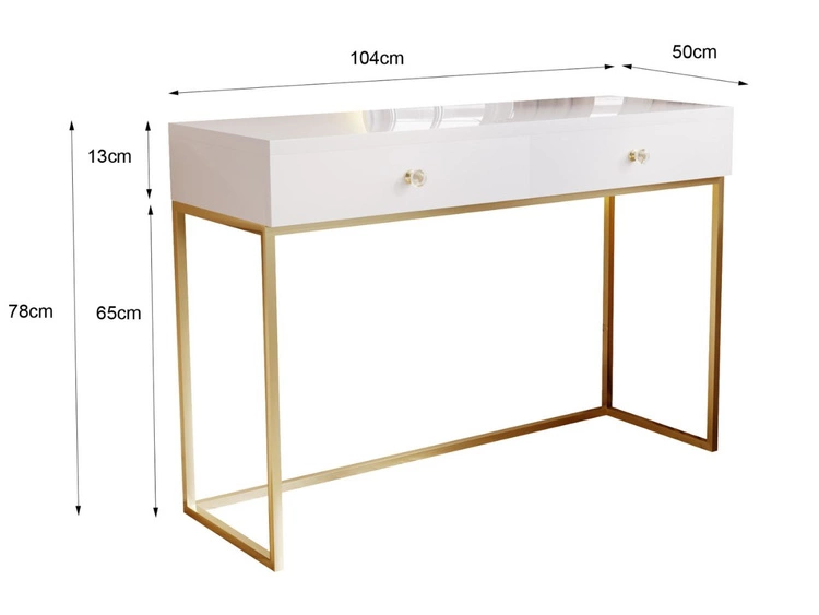 Toaletka z szufladami Belleza Kaszmir połysk Złoty stelaż