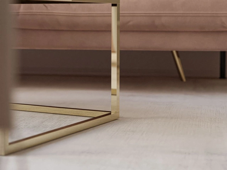 Stolik kawowy na złotym stelażu Asumi Biały Połysk 36x42