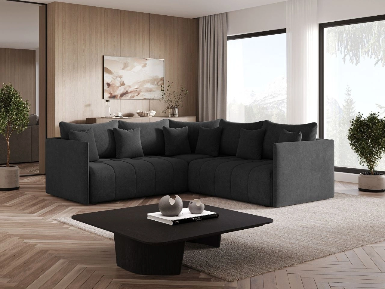 Narożnik L uniwersalny z funkcją spania i pojemnikiem Ardi L Antracytowy