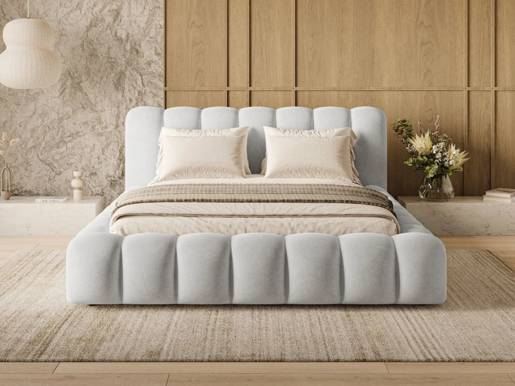 Łóżko tapicerowane z pojemnikiem i stelażem 180x200 Averia Szary