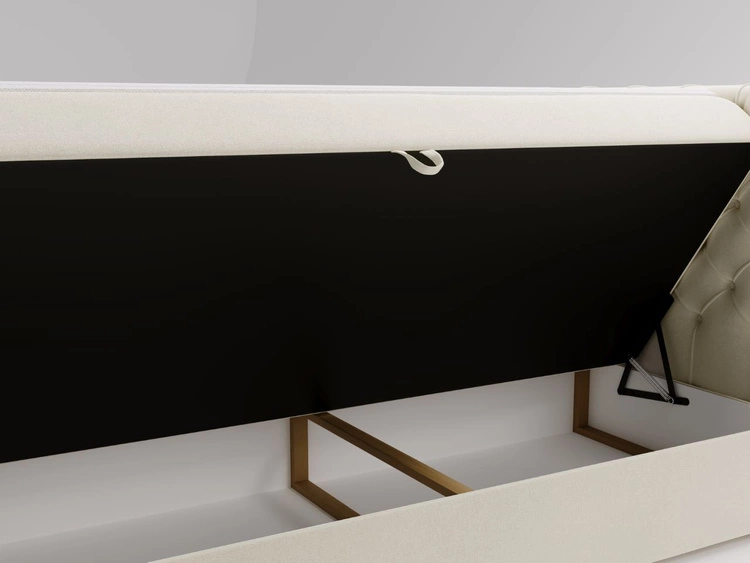 Łóżko kontynentalne z pojemnikiem na pościel 140x200 Montego Kremowe