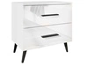 Stolik nocny z szufladami na czarnych nogach Nuveo Biały połysk