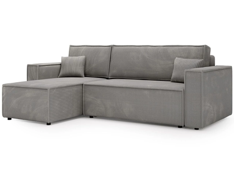 Nowoczesny rozkładany narożnik z funkcją spania i pojemnikiem Prato L uniwersalny Szary