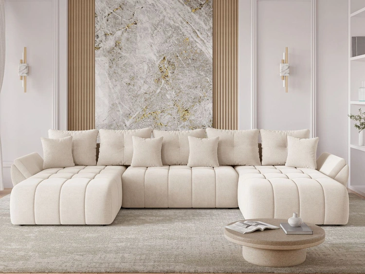 Narożnik U z funkcją spania i pojemnikiem Decor U Beżowy