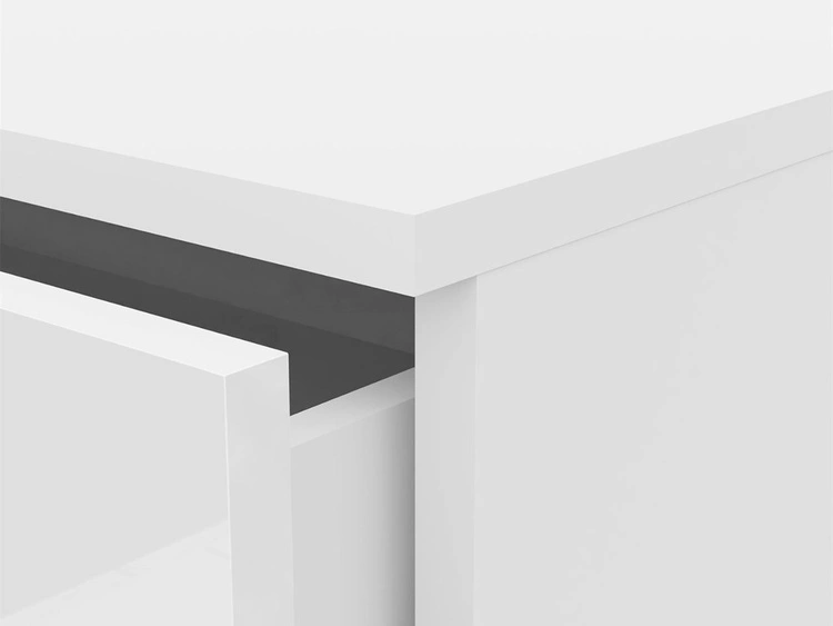 Komoda z czterema szufladami i oświetleniem LED na złotych nóżkach Nuveo Biały połysk