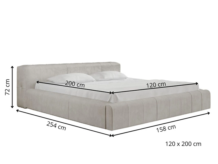 Łóżko tapicerowane z pojemnikiem i stelażem 120x200 Lipari beż