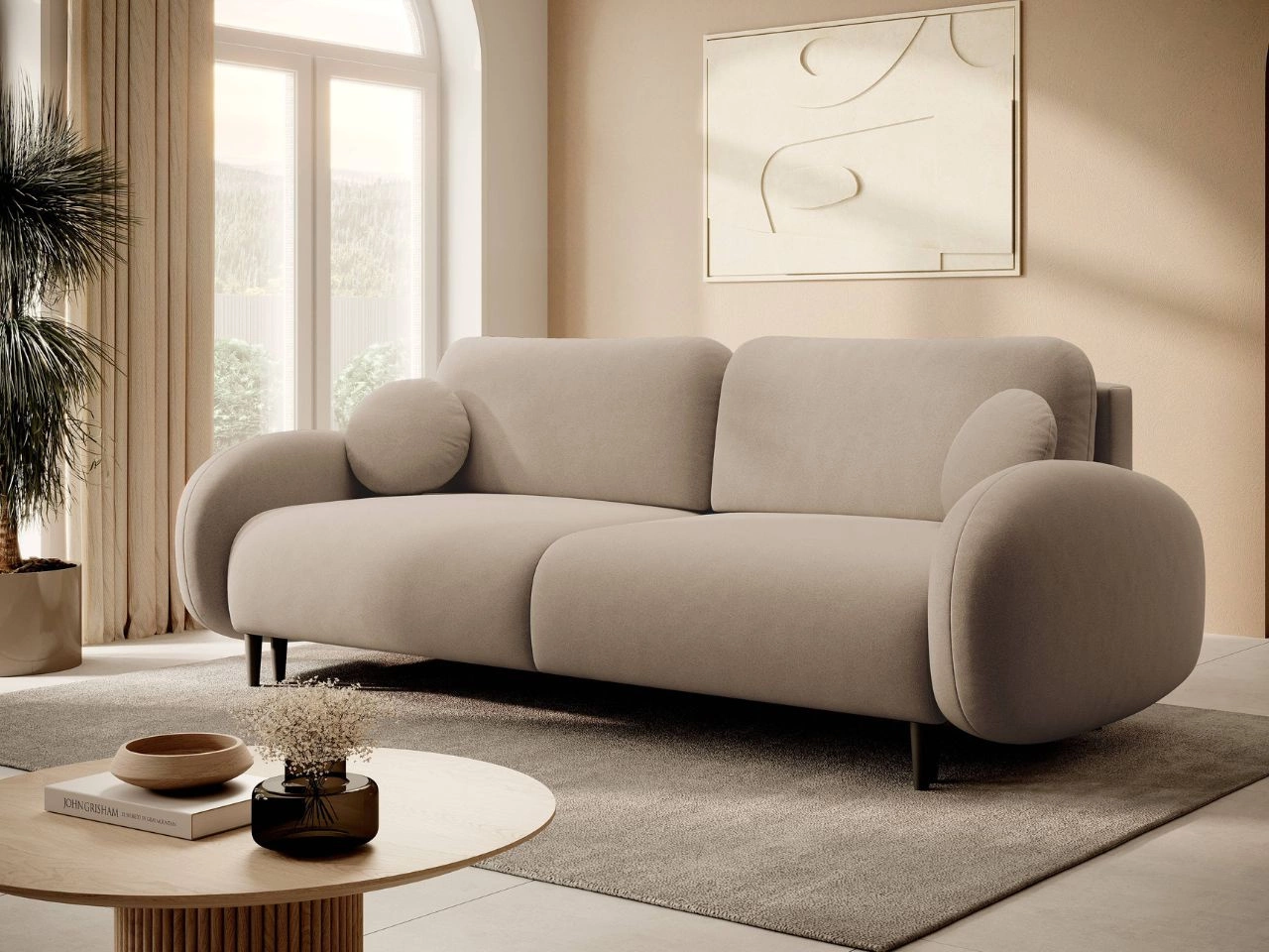 Kanapa z funkcją spania i pojemnikiem na pościel Alta Brązowa