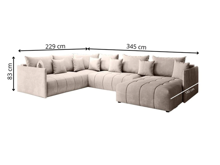 Narożnik U uniwersalny z funkcją spania i pojemnikiem Ardi Bis Brązowy