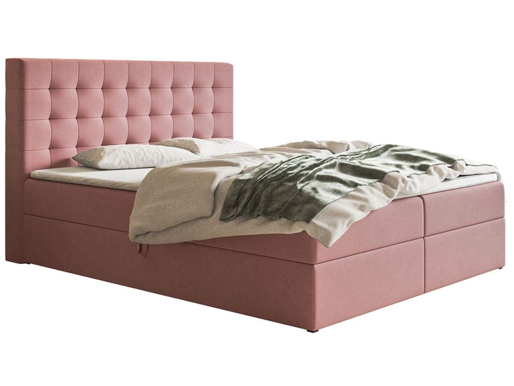 Łóżko kontynentalne z pojemnikiem na pościel 180x200 Denza Różowe