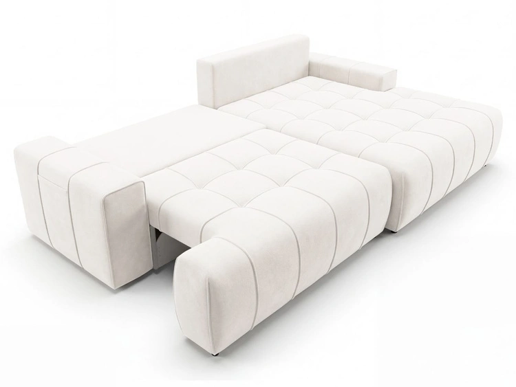 Narożnik L z funkcją spania i pojemnikiem Tulio prawy kremowy