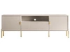 Szafka RTV szeroka dwudrzwiowa na złotych nogach z szufladą Orlean kaszmir mat