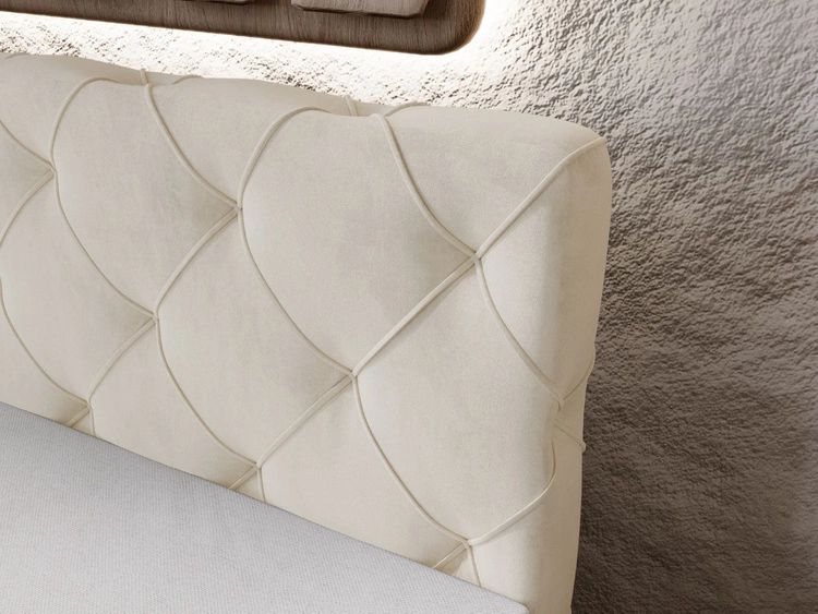 Łóżko kontynentalne z pojemnikiem na pościel 140x200 Napoli Beżowe