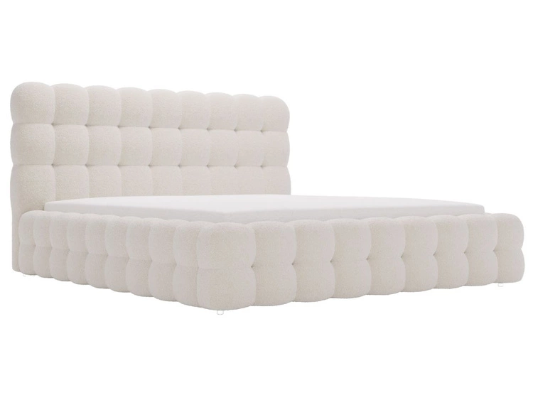 Łóżko tapicerowane z pojemnikiem i stelażem 200x200 Twist Beżowy