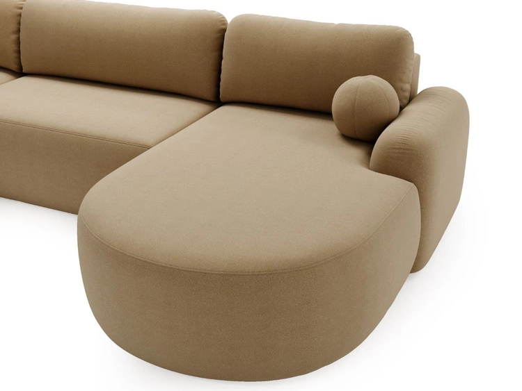 Narożnik U z funkcją spania i pojemnikiem Aurio Jasnobrązowy