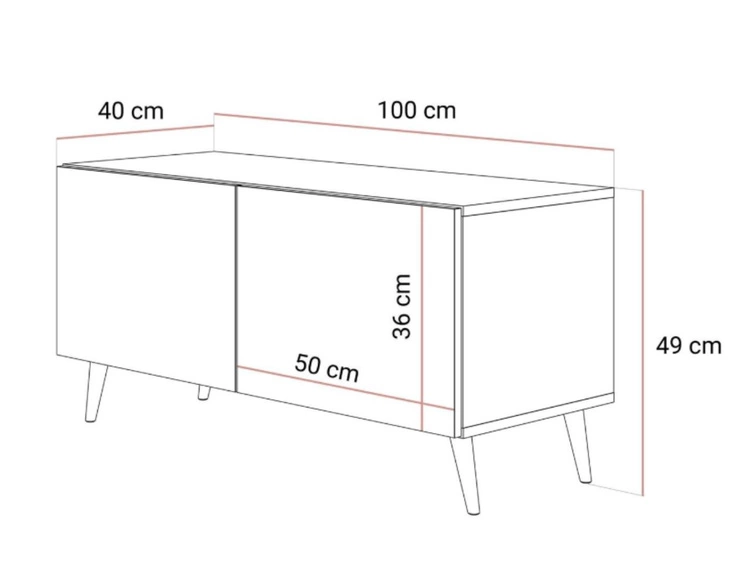 Szafka RTV pod telewizor z drzwiczkami na złotych nóżkach 100 cm Nodoo Kaszmir