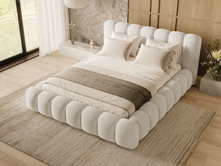 Łóżko tapicerowane z pojemnikiem i stelażem 120x200 Averia Beżowy