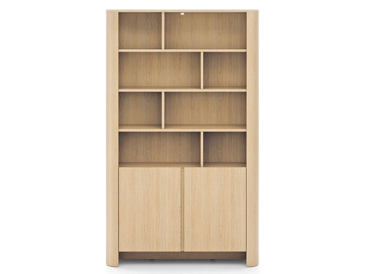 Regał na książki z drzwiczkami ze złotą listwą dekoracyjną Brillo Dąb Vicenza