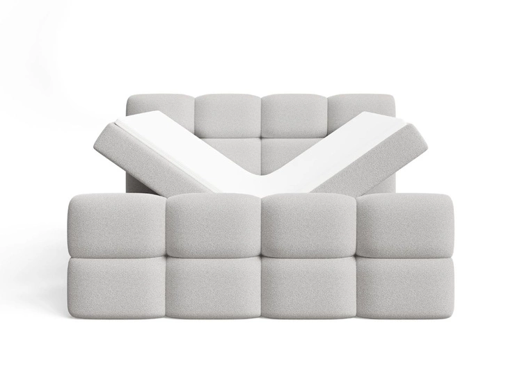 Łóżko kontynentalne z pojemnikiem na pościel 140x200 Rivon Jasnoszare