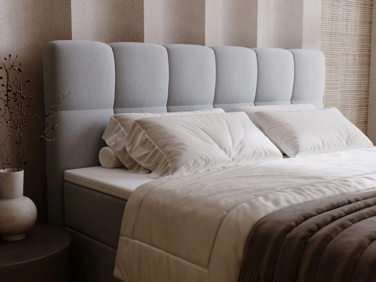 Łóżko kontynentalne z pojemnikiem na pościel 160x200 Maison Szare