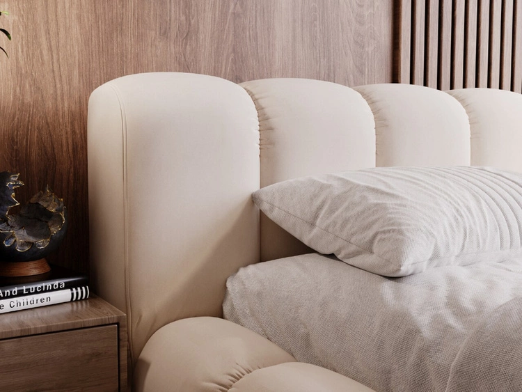 Łóżko tapicerowane z pojemnikiem na pościel 140x200 Doria Beżowe