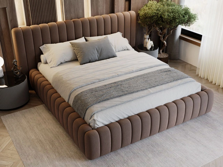 Łóżko tapicerowane z pojemnikiem i stelażem 120x200 Bliss Brązowe