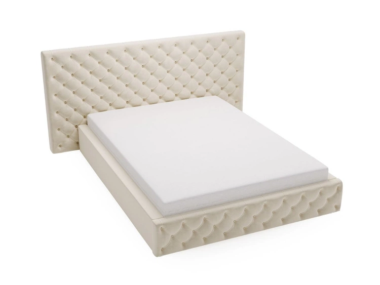 Łóżko chesterfield z szerokim zagłowiem 140x200 Madera Beżowe