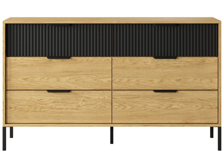 Komoda z 6 szufladami Bolzano Dąb Bałtycki, Czarna