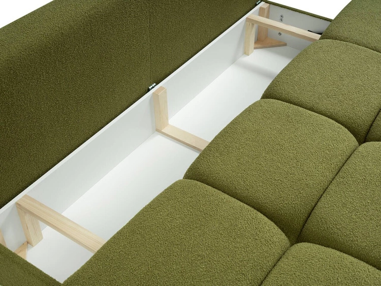 Kanapa z funkcją spania i pojemnikiem na pościel Milet Zielona