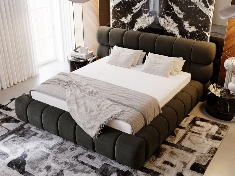 Łóżko tapicerowane z pojemnikiem i stelażem 120x200 Mellow Ciemny szary