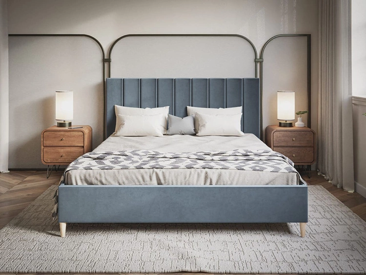 Łóżko tapicerowane ze stelażem 160x200 Snazi Ciemny szary