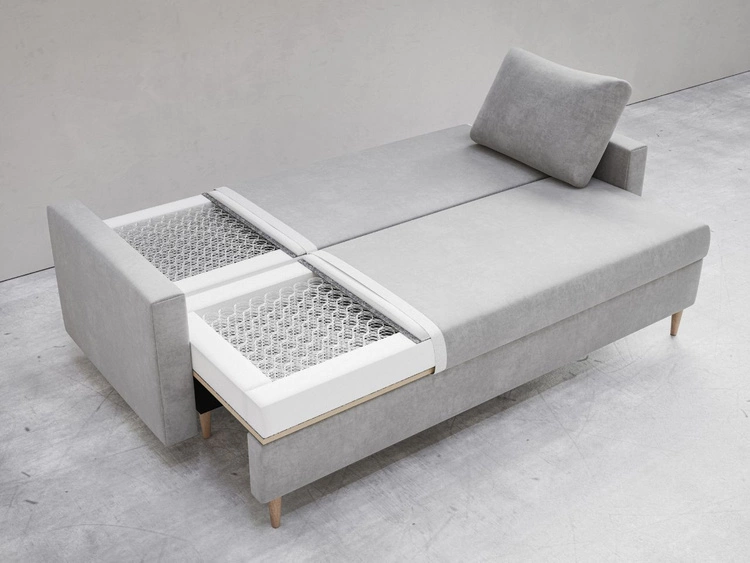 Kanapa z funkcją spania i pojemnikiem na pościel Pori beżowa