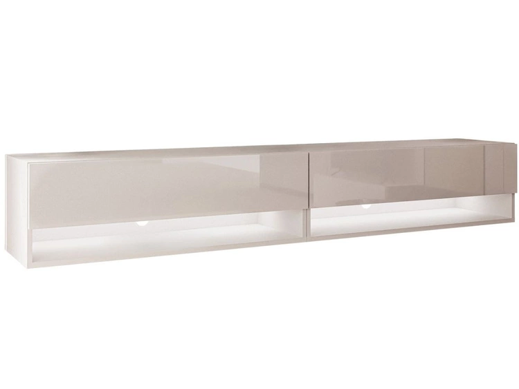 Szafka RTV wisząca 180 cm do salonu z oświetleniem LED Aurelie Kaszmir połysk