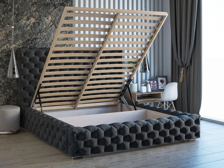 Łóżko tapicerowane z pojemnikiem i stelażem 160x200 Heaven Antracytowe