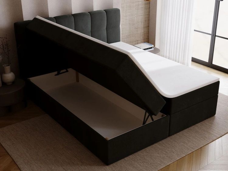 Łóżko kontynentalne z pojemnikiem na pościel 200x200 Maison Ciemnoszare