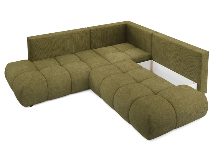 Narożnik z funkcją spania i pojemnikiem Lewy Kair Zielony