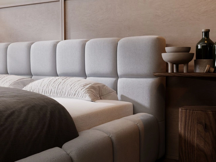 Łóżko tapicerowane z pojemnikiem i stelażem 180x200 Alicante Jasny szary