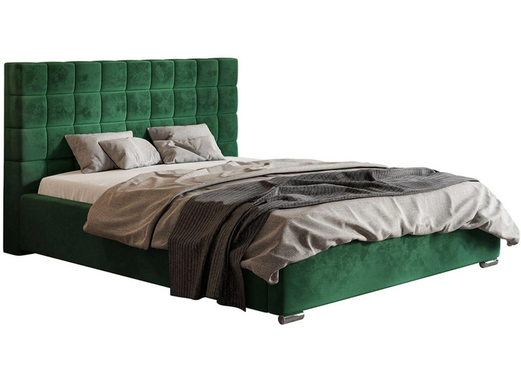 Łóżko tapicerowane z pojemnikiem i stelażem 140x200 Terra Ciemnozielone