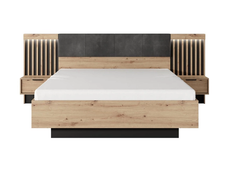 Łóżko drewniane 160x200 Turia Dąb Artisan, Antracyt