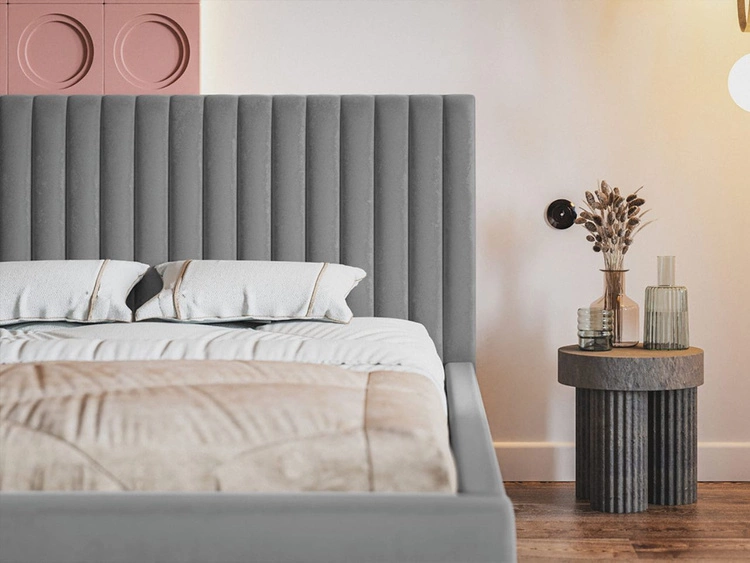 Łóżko tapicerowane z pojemnikiem i stelażem 160x200 Toscania Niebieskie