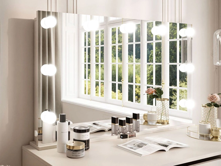 Lustro z oświetleniem do sypialni LED Melo Elite kaszmir