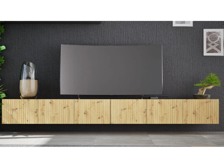 Zestaw szafek pod telewizor z drzwiczkami 300 cm Kioto Dąb Artisan