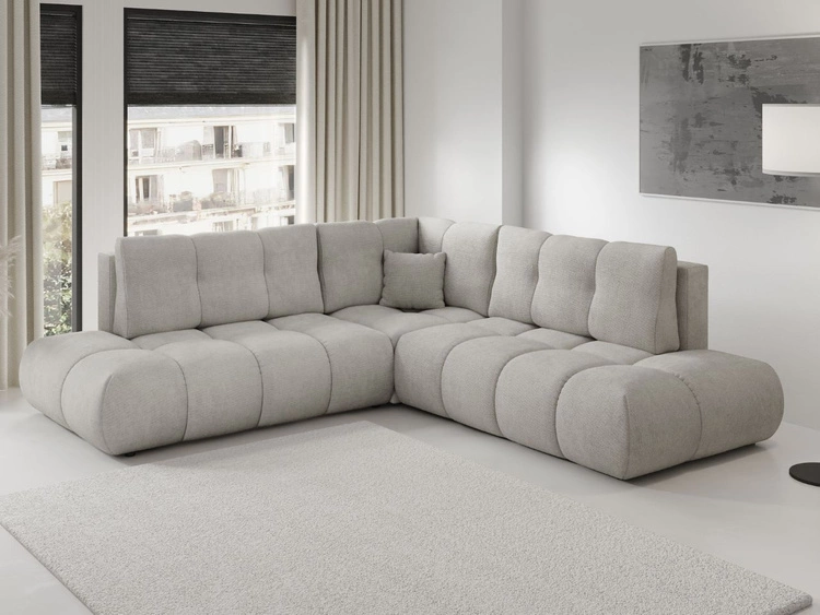 Narożnik z funkcją spania i pojemnikiem Lewy Kair Jasnoszary