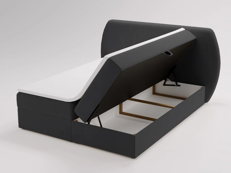 Łóżko kontynentalne z pojemnikiem na pościel 140x200 Bogota Czarne