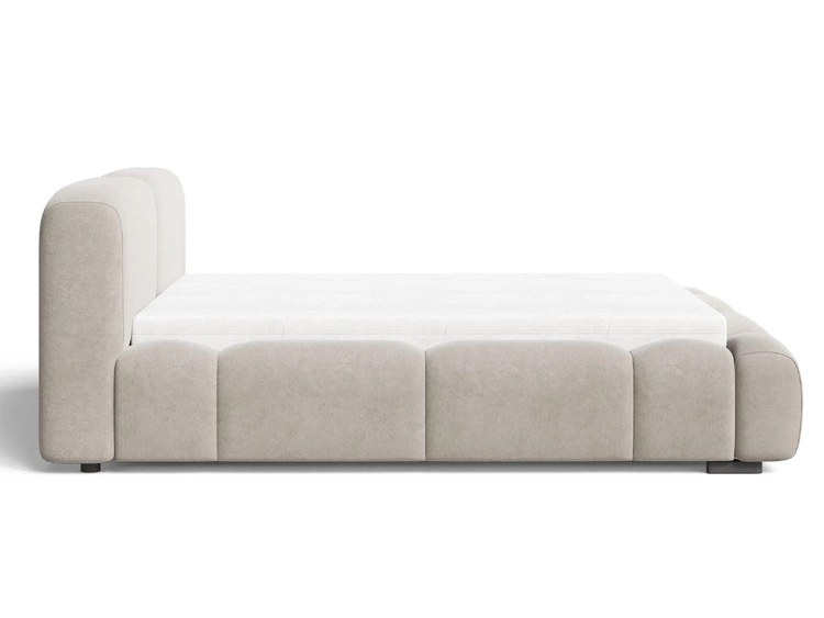 Łóżko tapicerowane z pojemnikiem i stelażem 140x200 Aubi Beżowe