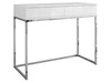 Konsola z szufladami i srebrnym stelażem w stylu glamour Brisa biały połysk 