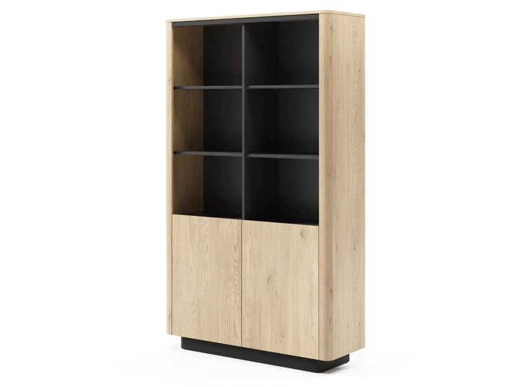 Regał z dwiema szafkami Fascino Dąb Cremona, Czarny